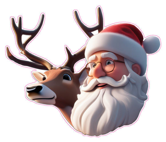 Santa Claus and Reindeer Wall Decor Decal