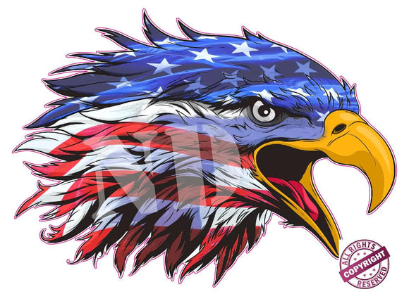 Screaming American Flag Eagle Head Decal