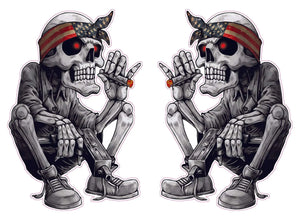 Skeleton American Flag Bandana pairs Decal