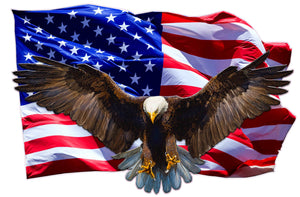 Soaring Bald Eagle American Flag Decal