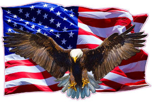 Soaring Bald Eagle American Flag