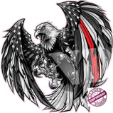 Thin Red Line First Responders American Flag Eagle Decal