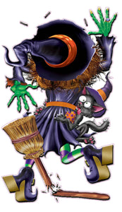 Halloween Witch Smashing Into Window Wall Decor Decal
