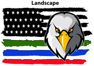 Black Worn American Flag eaglehead first responders decal