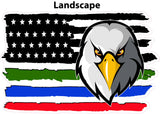 Black Worn American Flag eaglehead first responders decal - Nostalgia Decals Online