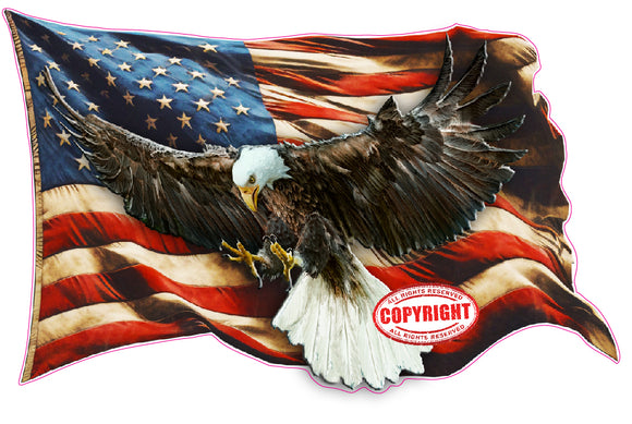 Worn American flag Bald Eagle decal