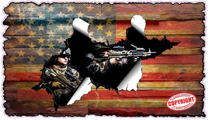 Patriotic worn plank wood American flag Decal sticker