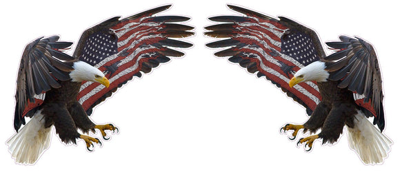 UV Laminated American Eagle American Flag X Large Pair Decal- | Nostalgia Decals Online window stickers for cars and trucks, die cut vinyl decals, vinyl graphics for car windows, vinyl wall decor stickers