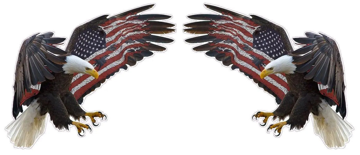 American Bald Eagle Wings Decal – 6pc Set, Glossy Vinyl, Made In USA, 3-Year Warranty