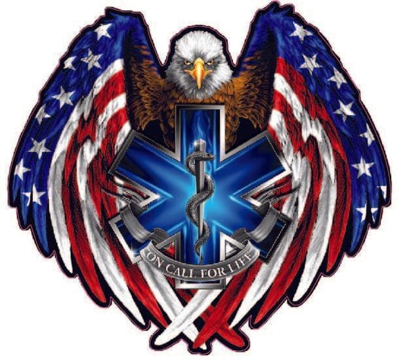 American Flag American Eagle EMT on call for Life