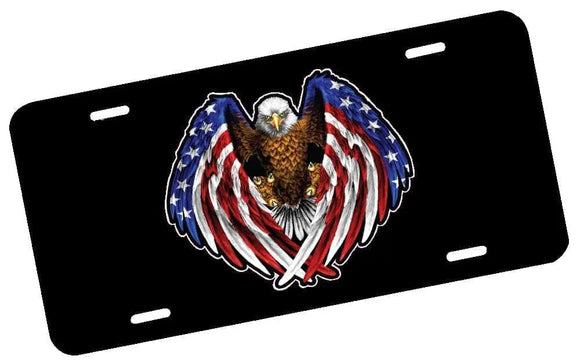 American Flag Eagle Wings License Plate - Nostalgia Decals Online