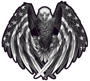 American Flag Eagle Wings Gray Scale Decal - Nostalgia Decals Online