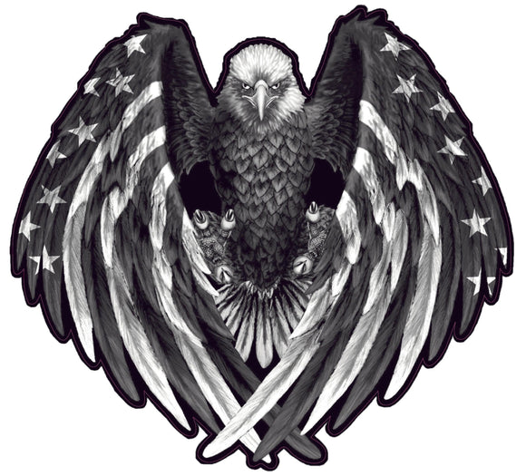 American Eagle Flag Wings black & white Wall Decor Decal