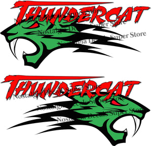 Arctic Cat Thundercat Red Decals Pair - 14" x 6" | Nostalgia Decals Online vinyl graphics for snowmobiles, vinyl snowmobile stickers, die cut vinyl jetski graphics