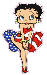 Betty Boop Stars Stripes Dress Decal - | Nostalgia Decals Online pinup girl decals, vinyl pin up girl stickers, pin up girl graphics for cars