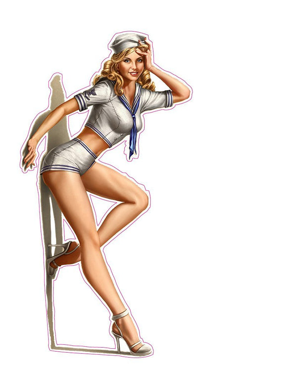 Blonde Sailor Version 2 Pin Up Girl Decal - | Nostalgia Decals Online pinup girl decals, vinyl pin up girl stickers, pin up girl graphics for cars