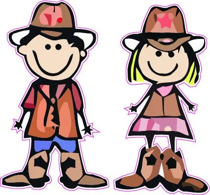 Cowboy and Cowgirl Decal - | Nostalgia Decals Online cute stick figure family stickers, car window stick family, stick figure family decals
