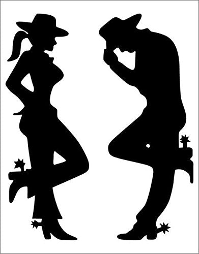 Cowgirl and Cowboy Silhouette Black Decal - 6