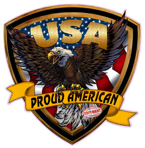 USA American flag crest with eagle proud American decal sticker