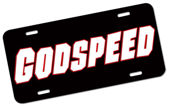 GodSpeed License Plate - | Nostalgia Decals Online decorative front license plates, flag license plate, decorative car plates, graphic license plates, front license plate decals