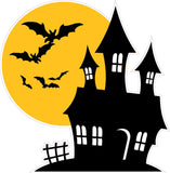 Halloween Haunted House with Bats Wall Decor Decal - Wall Decor - 12" x 12" | Nostalgia Decals Online vinyl sticker wall decor, wall decoration vinyl decals, vinyl holiday wall stickers, vinyl window stickers for the holidays