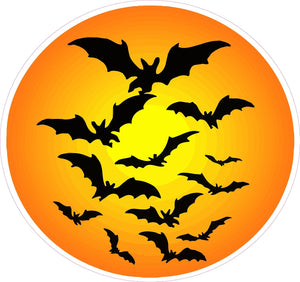 Halloween Haunted Moon with Bats Wall Decor Decal - Wall Decor - 12" x 12" | Nostalgia Decals Online vinyl sticker wall decor, wall decoration vinyl decals, vinyl holiday wall stickers, vinyl window stickers for the holidays