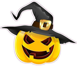 Halloween Pumpkin with Witches Hat Window or Wall Decor Decal - Decal - 6" x 6" | Nostalgia Decals Online vinyl sticker wall decor, wall decoration vinyl decals, vinyl holiday wall stickers, vinyl window stickers for the holidays