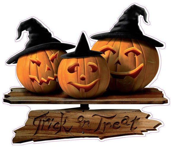 Halloween Trick or Treat Sign with Pumpkins Wall or Window Decor Decal - 12
