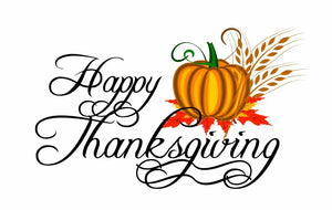 Happy Thanksgiving Sign Wall or Window Decor Decal - 12"x6" | Nostalgia Decals Online vinyl sticker wall decor, wall decoration vinyl decals, vinyl holiday wall stickers, vinyl window stickers for the holidays