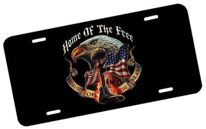 Home of the Free Because of the Brave License Plate - | Nostalgia Decals Online decorative front license plates, flag license plate, decorative car plates, graphic license plates, front license plate decals