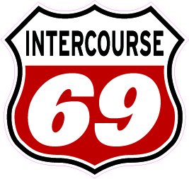 Intercourse 69 Decal - | Nostalgia Decals Online retro car decals, old school vinyl stickers for cars, racing graphics for cars, car decals for girls