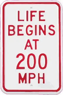 Life Begins at 200 MPH Decal- | Nostalgia Decals Online window stickers for cars and trucks, die cut vinyl decals, vinyl graphics for car windows, vinyl wall decor stickers