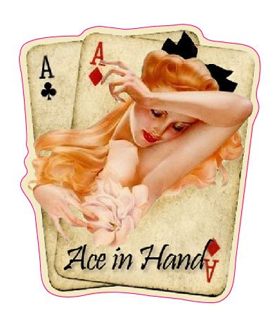 Pair of Aces Pin Up Girl Decal - | Nostalgia Decals Online pinup girl decals, vinyl pin up girl stickers, pin up girl graphics for cars