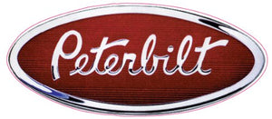 Peterbilt Badge Decal - 5" x 2.5" | Nostalgia Decals Online trucker window decals, vinyl graphics for semi trucks, vinyl tractor stickers