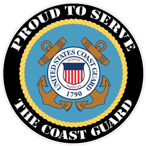 Proud to Serve the Coast Guard Decal - 5" | Nostalgia Decals Online military window stickers for cars and trucks, army vinyl decals for cars, marine corps vinyl stickers, die cut vinyl navy decals