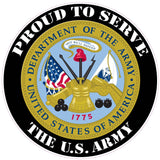 Proud to Serve the U.S. Army Decal - 3" | Nostalgia Decals Online military window stickers for cars and trucks, army vinyl decals for cars, marine corps vinyl stickers, die cut vinyl navy decals