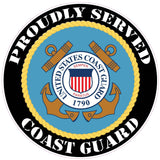 Proudly Served Coast Guard Decal - 3" | Nostalgia Decals Online military window stickers for cars and trucks, army vinyl decals for cars, marine corps vinyl stickers, die cut vinyl navy decals