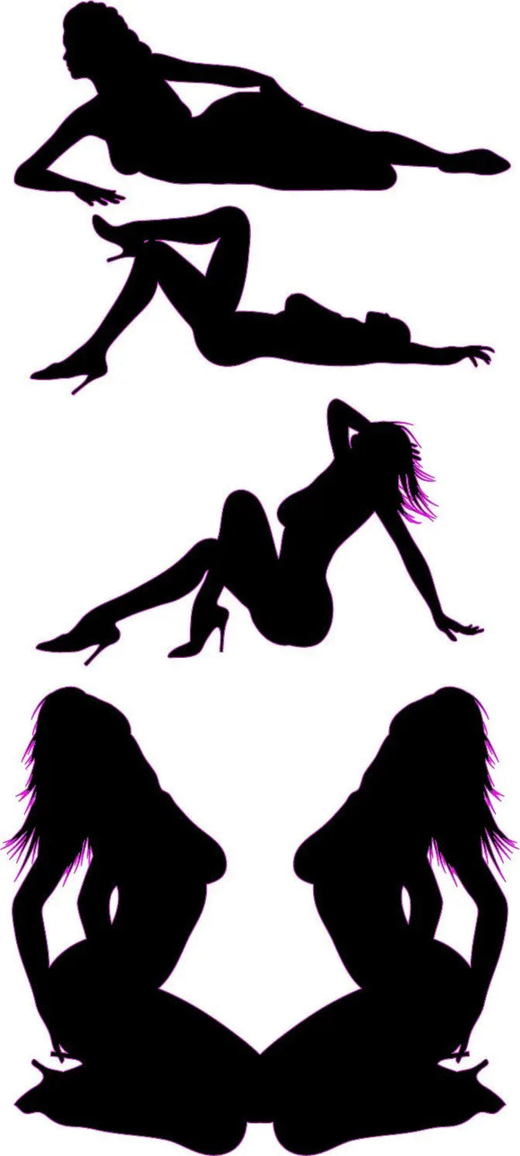 Sexy Black Silhouette Girls Decal - | Nostalgia Decals Online trucker window decals, vinyl graphics for semi trucks, vinyl tractor stickers