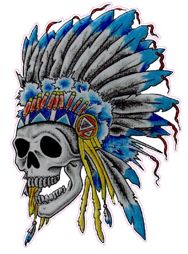 Skeleton Native American Head Dress Decal - | Nostalgia Decals Online retro car decals, old school vinyl stickers for cars, racing graphics for cars, car decals for girls