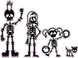 Skeleton Stick Family Mom Dad Daughter and Dog Decal - | Nostalgia Decals Online cute stick figure family stickers, car window stick family, stick figure family decals