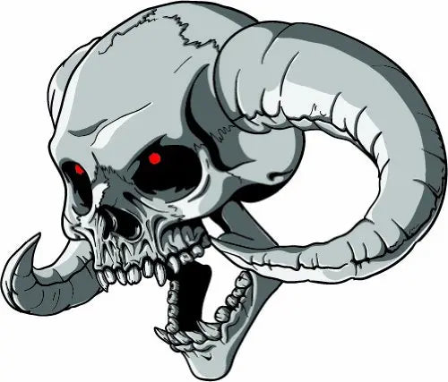 Skull Ram Horns Decal - | Nostalgia Decals Online retro car decals, old school vinyl stickers for cars, racing graphics for cars, car decals for girls