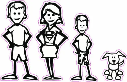 Stick Family Mom and Dad Son and Dog Decal - | Nostalgia Decals Online cute stick figure family stickers, car window stick family, stick figure family decals