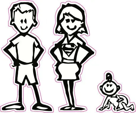 Stick Family Mom and Dad and Baby Decal | Nostalgia Decals Stick Family ...