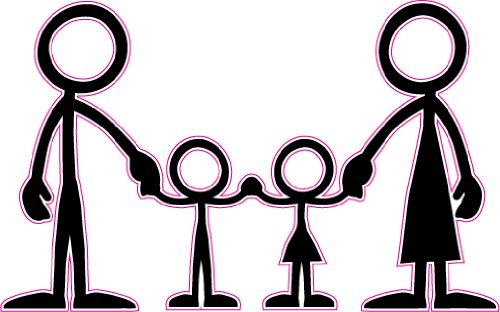 Stick Family Mom Dad Son and Daughter Decal - | Nostalgia Decals Online cute stick figure family stickers, car window stick family, stick figure family decals