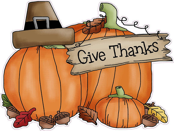 Thanksgiving Giving Thanks Wall or Window Decor Decal 24
