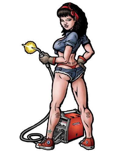 Tom Boy Welding Pinup Girl Decal - | Nostalgia Decals Online pinup girl decals, vinyl pin up girl stickers, pin up girl graphics for cars