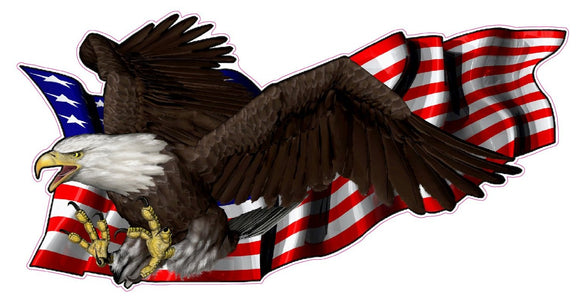 United States Flag with Soaring Eagle Left Decal - | Nostalgia Decals Online military window stickers for cars and trucks, army vinyl decals for cars, marine corps vinyl stickers, die cut vinyl navy decals