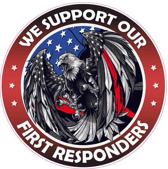 Thin Red Line First Responders American Flag Eagle Decal