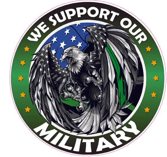 We Support our Thin Green Line Military American Flag Eagle Decal
