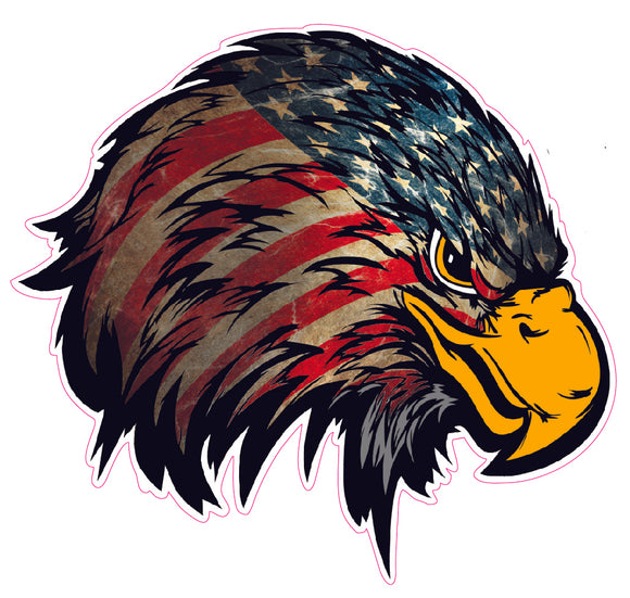 Weathered American Flag Eagle Head Version 2 Decal- | Nostalgia Decals Online decal stickers for your car, patriotic vinyl graphics, american flag window stickers, eagle decals